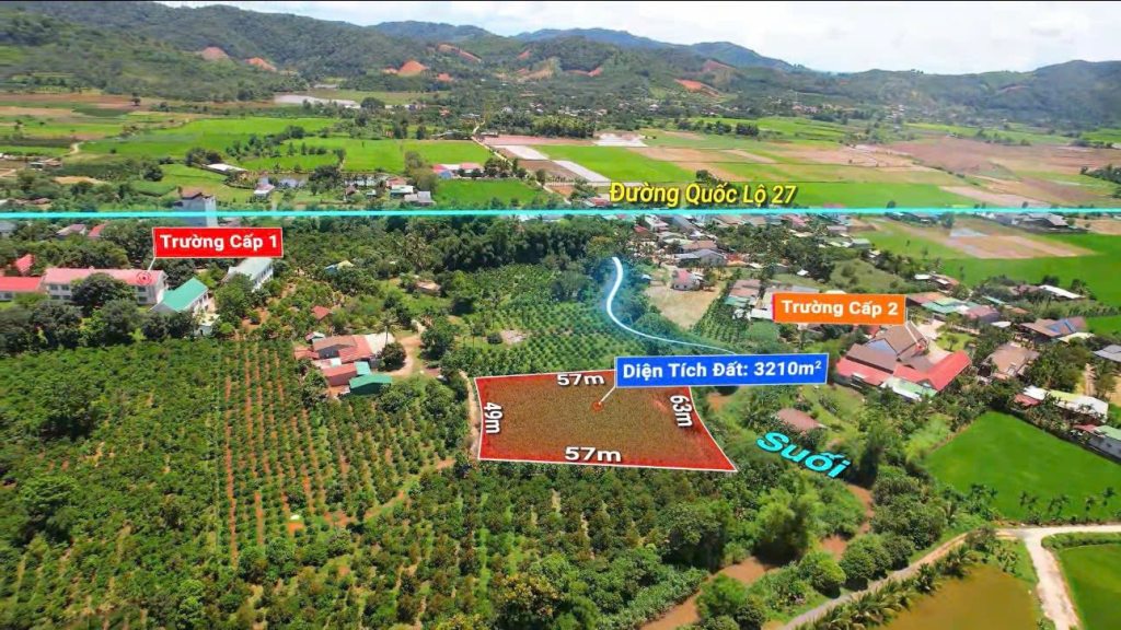Đất vườn view suối – Gần hồ Lắk – Mặt tiền đường bê tông